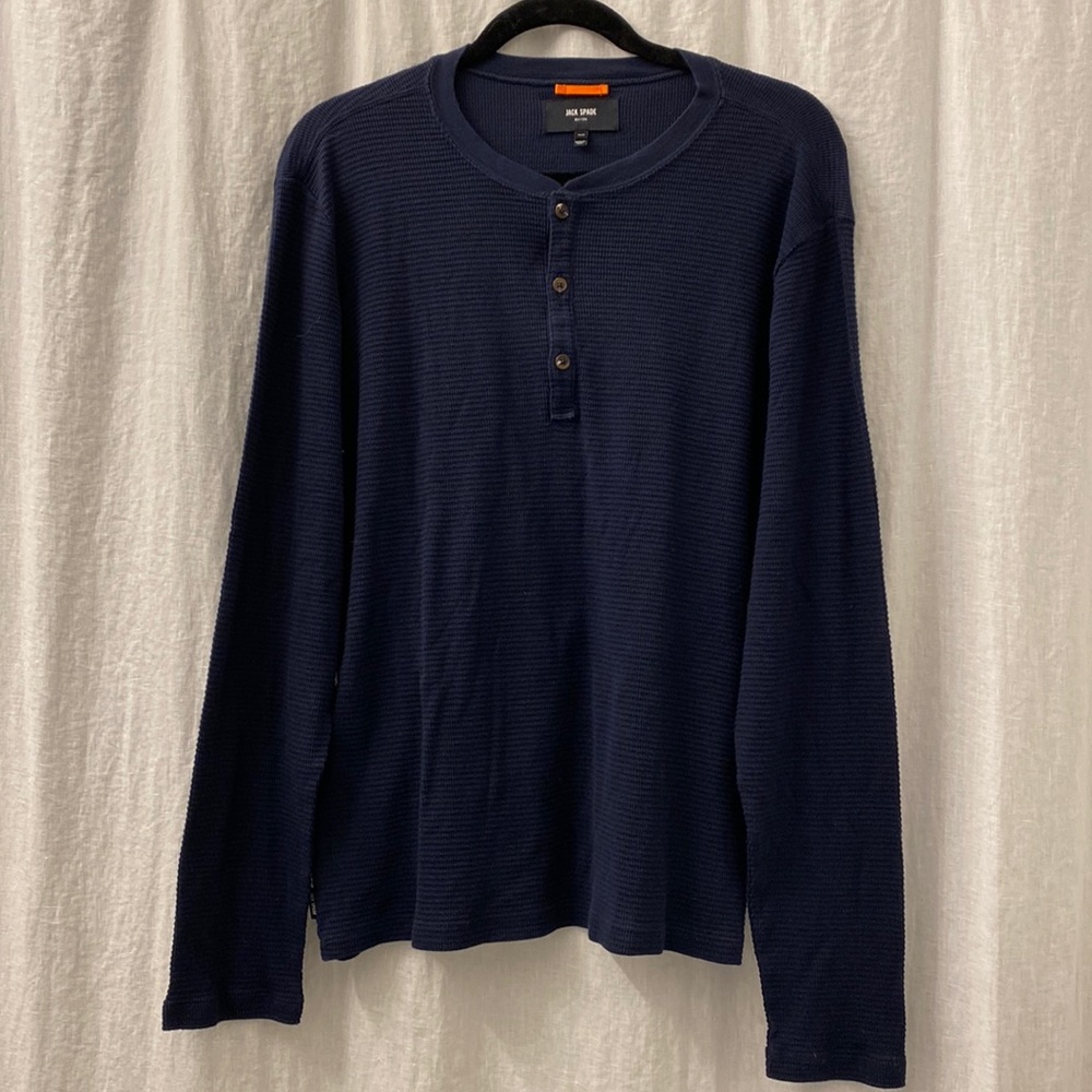 Jack Spade New‎ York Navy Blue Mens Waffle Knit Pullover Size XL